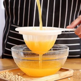 Resim 1 adet Çift Tutma Saplı Çok Fonksiyonlu Naylon Mesh Süzgeç - Soya Sütü, Kahve, Süt, vb. için Uygun - Bir Mutfak Gerekliliği 