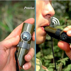 Resim Omeniv Outdoor Fener Düdük Pusula Termometre Büyüteç Kolye Kamp Çok Renkli 