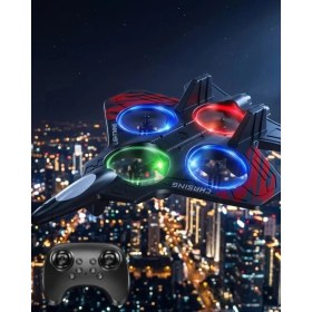 Resim Toyigoo LED Işıklı Uzaktan Kumandalı Drone Fighter Jet Tasarımlı 360 Derece Dönebilen Oyuncak Uçak 