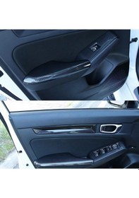 Resim Honda Civic 2022+ İçin Uyumlu Kapı Arka Kolçak Kaplama 4 Parça Karbon 
