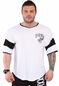 Resim Big Sam Rahat Kesim Spor Tişört Beyaz Vücut Geliştirme Cardio Rag-top T-shirt 3272 