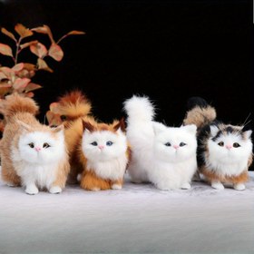 Resim 1 adet Gerçekçi Kedi Figürü - Çeşitli Renklerle Sanatsal El Sanatları Dekoru, Yumuşak Kumaş, İç/Dış Mekan Kullanımı, Ev ve Parti Dekorasyonu için İdeal, Masaüstü Süs, Parti Dekorasyonu | Eğlenceli Kedi Tasarımı | Detaylı El Sanatları, Kedi Dekoru 