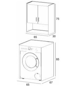 Resim Denko Marmara 65 Cm Mdf Çamaşır Makinesi Banyo Dolabı Takımı Çok Renkli 