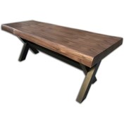 Resim BENGİ TİCARET Bench 13765 Kütük Desen Metal Çelik X Çapraz Ayak Kalınlaştırılma Tabla El Yapım 