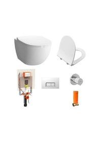 Resim VitrA Sento Kanallı Asma Klozet Beyaz + VitrA Slim Yavaş Kapanır Kapak+ VitrA Gömme Rezervuar Set 