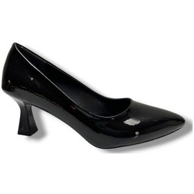 Resim C-shoes 349-26 Rugan Deri Orta Boy Topuklu Kadın Stiletto Siyah 