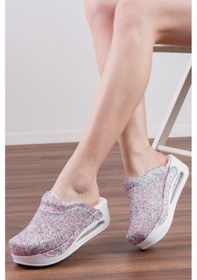 Resim Pembe Pony Desenli Kadın Air Max Tam Ortopedik Sabo Terlik Pudra 