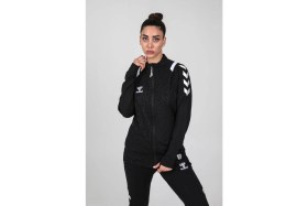 Resim Hummel Dream Kamp Eşofman Üstü Siyah Düz Desenli XS Kadın Rahat Kesim Sezonluk 
