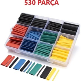 Resim Bunyon 530 Adet Isıyla Daralan Makaron Seti Kablo Koruyucu Kablo Yalıtım Tamir Polyolefin Shrink 