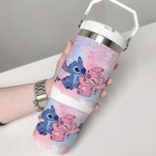 Resim DIY Seti 2 Adet Disney Stitch Bardak Çıkartmaları - 40oz Camlar, Şişeler, Okul Malzemeleri vb. için Uygun, Su Şişesi Dekoratif Etiketleri 