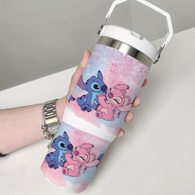 Resim DIY Seti 2 Adet Disney Stitch Bardak Çıkartmaları - 40oz Camlar, Şişeler, Okul Malzemeleri vb. için Uygun, Su Şişesi Dekoratif Etiketleri 