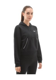 Resim A6003707-005 Under Armour Rival Flc Piped Hz Hoodie Kadın Sweatshirt Siyah A6003707-005 SiYAH 