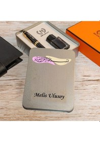 Resim Kişiye Özel Besmele Tasarım Kutulu Siyah Gold Dolma Kalem Siyah 