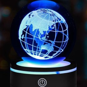 Resim USB'li Dünya Tasarımlı Dönen Cam Küre 
