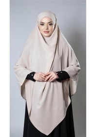 Resim Hürrem Bone Bej Pratik Hazır Geçmeli Tesettür Eşarp Medine İpeği Bağcıklı Sufle Hijab 2301 12 