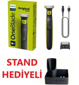 Resim Philips Oneblade Standlı -5'i 1 Arada Ayarlanabilir Tarak- Hibrit Yüz Vücut Tıraş Makinesi 