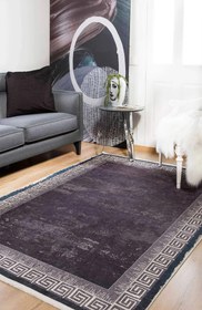Resim Lüks Eskitme Mürdüm ve Koyu Mor Yunan Anahtar Bordürlü Halı - SH1273MUMO - 80x150cm 