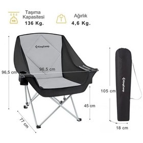 Resim Kingcamp Paulowbia Ultra Konforlu Katlanır Kamp Sandalyesi B.grey Siyah - Gri 