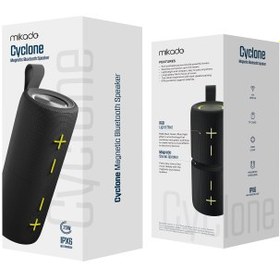 Resim MIKADO MD-51BT, 20W, Taşınabilir, AUX/BT/TF/TWS, RGB Işıklı, 1800mAh + 1800mAh, IPX66 Su Geçirmez, Mıknatıslı, Ayrılabilir 2 Parça, Bluetooth Speaker (Siyah) 