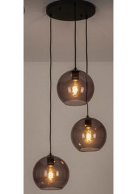 Resim Mylights Üçlü Füme Camlı Rustik Vintage Avize Siyah1 