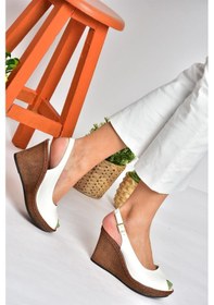 Resim Fox Shoes K674040709 Beyaz Dolgu Topuklu Kadın Ayakkabı 
