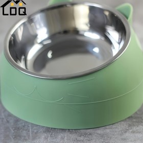 Resim 15 Derece Eğimli Kedi Kasesi - 100 ml Paslanmaz Çelik Evcil Hayvan Kabı Kaymaz Taban ile - Yiyecek ve Su Boyun Rahatlatıcı Besleme için İdeal 
