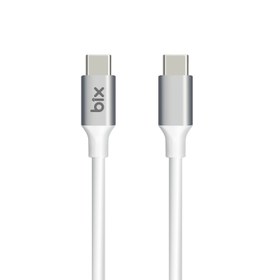 Resim Bix BX200CC 100W 5Gbps E-Mark Çipli Type-C to Type-C Yüksek Hızlı Şarj ve Data Kablosu 2 Metre Beyaz 