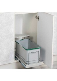 Resim Starax Teleskopik Raylı Plastik Gövde Çöp Kovası 16 Lt Gri Çok Renkli 