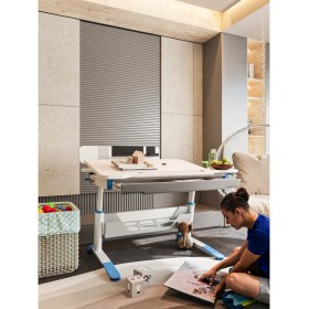 Resim Creo Mobili Akıllı Çalışma Masası Yükseklik ve Eğim Ayarlı Masa - 120x75 Cm, Beyaz/Mavi - Sirius Standart 