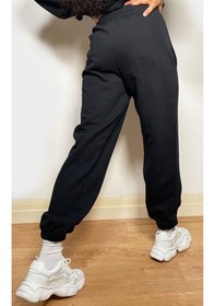 Resim Plt Minimal Eşofman Takımı Sweatshirt Jogger - Baskılı Oversize Bisiklet Yaka Şardonlu Lastik Paça Siyah 