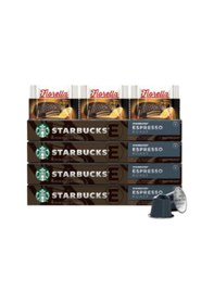 Resim Starbuck Nespresso Uyumlu Dark Espresso Kapsül Kahve 4 x 10'lu + Fiorella 3 x 20 G 