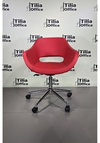 Resim Monaco Çalışma Kesim Koltuğu Konik Tekerlekli Ayak Kırmızı 