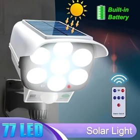 Resim 77 LED'li Güneş Enerjili Dış Mekan Hareket Sensörlü Spot Işık, Ev, Bahçe, Veranda ve Giriş için Kablosuz Güvenlik Kamerası - Enerji Verimli, Kolay Kurulum, Plastik Malzeme, Güneş Enerjili Güvenlik Kamerası 
