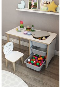 Resim Moniev Çocuk Çalışma Masası Oyun Ve Etkinlik Masası Aktivite Gri Gri 
