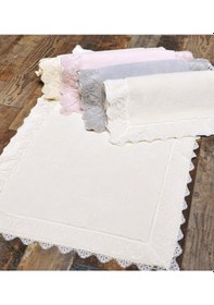 Resim Royal Nazik Mimoza 2'li Paspas Seti Pudra Dantelli 60X100 Pudra 