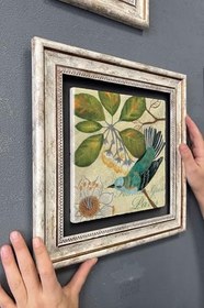 Resim Oscar Stone Decor Çerçeveli Tablo Taş Duvar Dekoru 30 X 30 Cm Kuş Tablosu Cdd3030-1261 