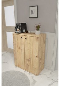 Resim Anna 2 Kapaklı Çok Amaçlı Dolap Dekoratif Kiler Dolabı Erzak Dolabı Atlantik Çam 