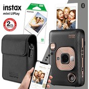 Resim Fujifilm Instax Mini Liplay Hybrid Elegant Black Siyah Fotoğraf Makinesi Çantalı Hediye Seti 3 Fujifilm