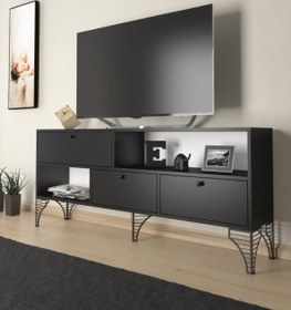 Resim Woodn Love Katre 150 Cm Metal Ayaklı Tv Ünitesi - Siyah / Siyah 