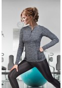 Resim Miofit Kadın Tides Fermuar Yakalı Uzun Kollu Dikişsiz Spor Tişört (474610593) 