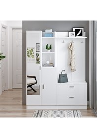 Resim Robinhome Robin Home Jessie Vestiyer Ayakkabılık Portmanto Aynalı Raf Beyaz 