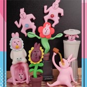 Resim 1 Adet Pembe Tavşan Soyut Seri Mini Gizem Kutusu PVC Heykelciği - Eğlenceli Pozlar ve İfadelerle Karikatür Tarzı Koleksiyonluk Heykel, Elektrik Gerektirmeyen İç/Dış Mekan Dekoru, Tavşan Figürü, Benzersiz Süsleme, Çekici Tasarım 