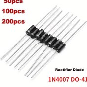 Resim 50/100/200 Adet 1N4007 IN4007 Diyot Seti, 1A 1000V Eksenel Kablo Doğrultucu Diodlar DIP DO-41 Elektronik Bileşenler 