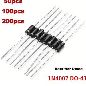 Resim 50/100/200 Adet 1N4007 IN4007 Diyot Seti, 1A 1000V Eksenel Kablo Doğrultucu Diodlar DIP DO-41 Elektronik Bileşenler 