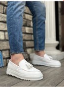 Resim Ba0154 Bağcıksız Yüksek Taban Cilt Beyaz Renk Püsküllü Erkek Ayakkabı 001 