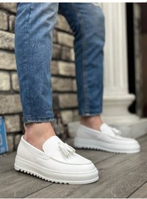 Resim Ba0154 Bağcıksız Yüksek Taban Cilt Beyaz Renk Püsküllü Erkek Ayakkabı 001 