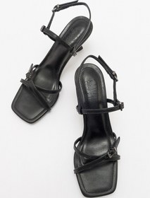 Resim Luvishoes Nebel Siyah Cilt Kadın Topuklu Sandalet Sıyah Cılt 