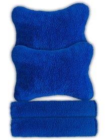 Resim Mavi Pelüş Ortopedik Araç Oto Koltuk Seyahat Boyun Yastığı 2'li / 