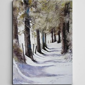 Resim Kış Ağaç ve Yol Mini Kanvas Tablo 35 x 50 CM 