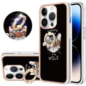 Resim iPhone Uyumlu 13 Pro Max Halka Tutuculu Elektro Kaplama Çift Taraflı Imd Telefon Kılıfı 